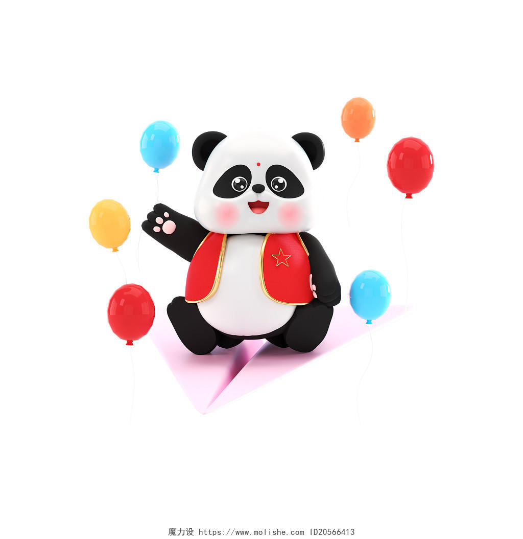 c4d国庆节庆国庆熊猫立体3d元素素材国庆旅游插画